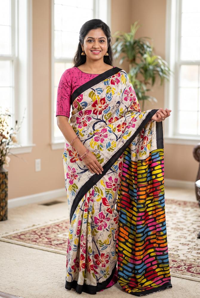 Modern multi Color Batik Silk